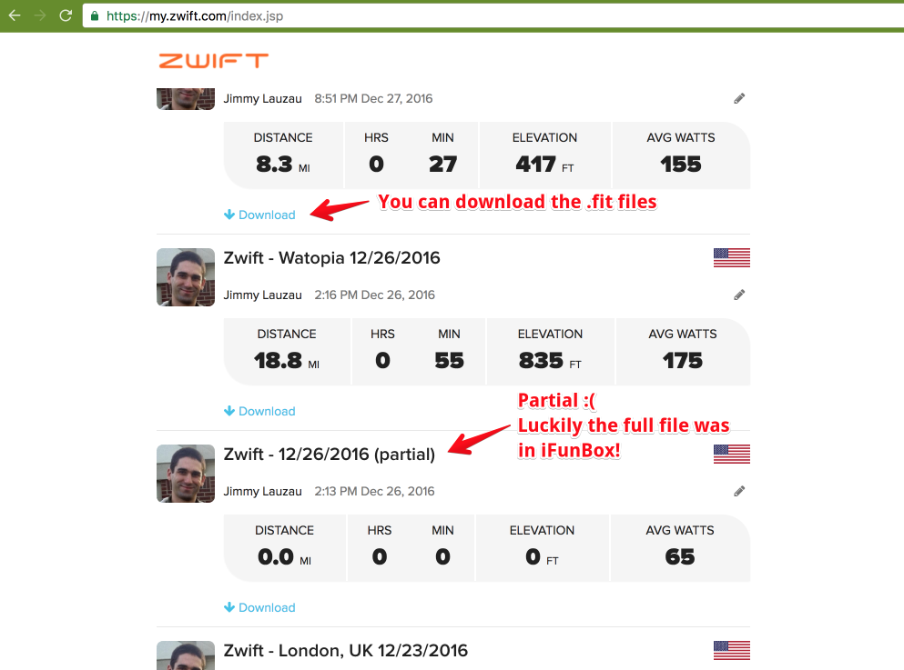 Zwift activities on zwift.com